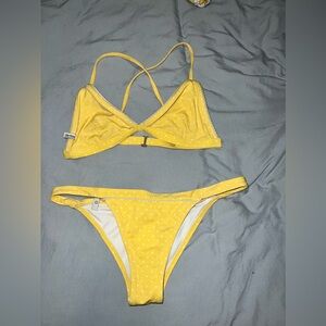 Yellow and white poka dot rhythm bikini set